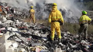 Incendio en el vertedero de residuos industriales de Sabiñánigo.