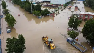 Calles inundadas en Zhengzhou