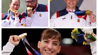 Alberto Fernández y Fátima Gálvez (tiro), Alberto Ginés (escalada deportiva) y Sandra Sánchez (kata), medallistas de oro
