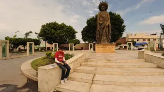 Estatua de Zapata en Cuautla en cuyo basamento están los restos mortales del jefe revolucionario.