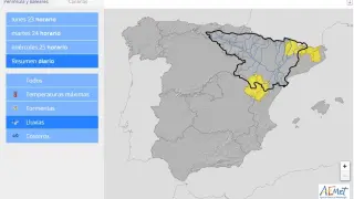 Alertan de posibles inundaciones en las zonas de montaña del Bajo Aragón y en el Alto Segre