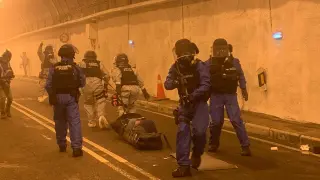 Simulacro de ataque terrorista realizado en el túnel de Bielsa por cuerpos de seguridad y emergencias de España y Francia.