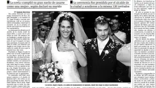 Así recogió HERALDO la noticia del enlace matrimonial en su edición del 10 de septiembre de 2001