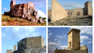 Arriba, castillo de Berdejo y de Alba del Campo; debajo, castillo de Visiedo y el de Godojos