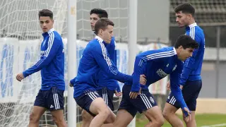 Entrenamiento del Real Zaragoza para preparar el choque contra el Mirandés