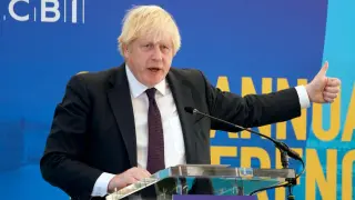 Boris Johnson, durante el discurso en el que citó a Peppa Pig.
