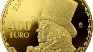Reverso de la moneda de oro acuñada en homenaje a Francisco de Goya.