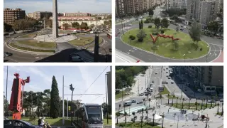 Combo de imágenes de algunas de las rotondas más utilizadas de Zaragoza.