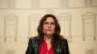 La consellera  de la Presidencia, Laura Vilagrà, presenta en una rueda de prensa el proyecto de la candidatura de los Juegos Olímpicos de Invierno Pirineos Barcelona 2030.