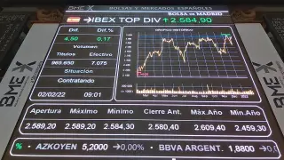 Panel de la Bolsa de Madrid, el pasado martes.
