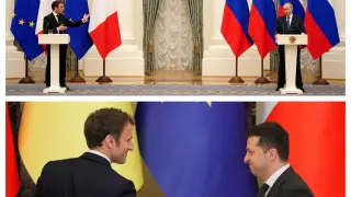 Macron se reunión con Putin y con Zelenski