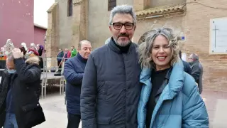 La televisiva Miram Díaz Aroca y Víctor Diego, responsable de relaciones institucionales del Racing de Santander