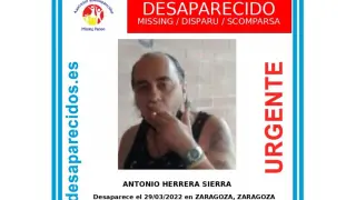 El hombre de 61 años desaparecido en Zaragoza.