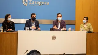 Irene Gómez, David Lozano, Javier Rodrigo y Carolina Hernández, en la presentación.
