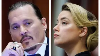 Johnny Depp y Amber Heard durante el juicio