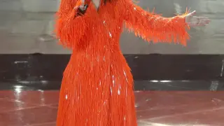 Laura Pausini, en la actuación inicial de Eurivisión.