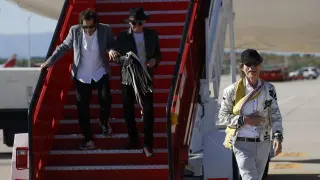Mick Jagger (d), Keith Richard (i), y Ron Wood, a su llegada el pasado jueves al aeropuerto Adolfo Suárez Madrid-Barajas.