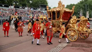 La ostentosa carroza de Estado, que se utilizó para llevar a Isabel II a la Abadía de Westminster cuando fue coronada en junio de 1953.