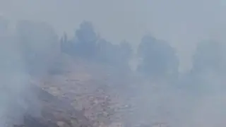 Efectivos de Bomberos luchan contra el incendio en Ateca.