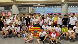 Los representantes aragoneses en el campeonato de España de kickboxing celebrado en Córdoba.