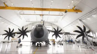 Imagen de un avión A400M, que ha sido utilizado para trasladar mercancías y armas a Ucrania.