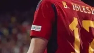 Borja Iglesias durante su debut con España en La Romareda.