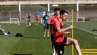 Joaquín, durante el entrenamiento de la SD Huesca de este jueves.