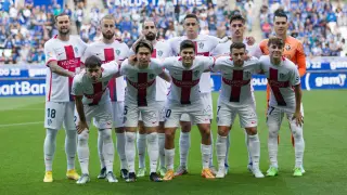 La alineación titular de la SD Huesca en su visita al Oviedo.