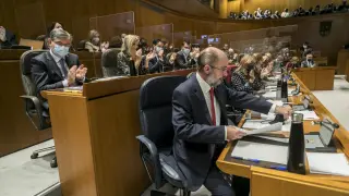 Lambán en la segunda jornada del debate sobre el estado de la Comunidad de Aragón de noviembre de 2021.
