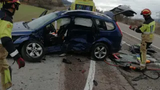 Accidente ocurrido este miércoles en Báguena.