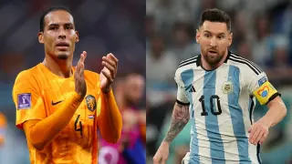Los dos capitanes de Países Bajos y Argentina: Van Dijk y Leo Messi.