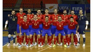 Equipo de España en su último partido de clasificación para el Mundial de fútbol sala 2024.
