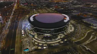 Vista aérea del Allegiant Stadium, donde se jugará el Super Bowl