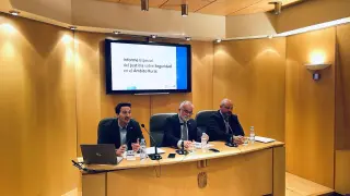David Acín, Javier Hernández y Óscar Muñoz, en la presentación del informe sobre Seguridad en el ámbito rural este miércoles