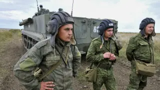 Militares rusos, durante una sesión de entrenamiento en la región de Rostov-on-Don, en el sur del país.