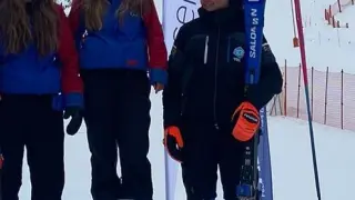 Podio del eslalon femenino en el Campeonato de Aragón de esquí alpino de Cerler con Celia Casasús como campeona.