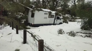 Una caravana se vio afectada por por la nevada