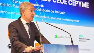 El consejero delegado de Ibercaja, Victor Iglesias, en el encuentro empresarial organizado en Madrid por CEOE y Cepyme