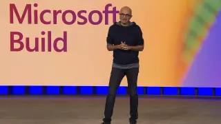 Nadella, durante una presentación de Microsoft