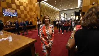 Natalia Chueca, durante el pleno de investidura en el Ayuntamiento de Zaragoza.