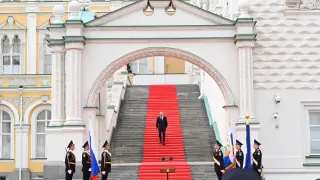 Putin, este martes, en un acto en la plaza de las Catedrales del Kremlin