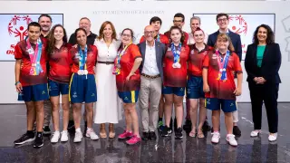 Recepción en el Ayuntamiento de Zaragoza a los deportistas de Special Olympics Aragón por sus 13 medallas en los Juegos Mundiales