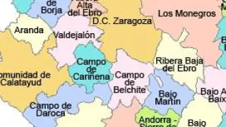 Mapa de las Comarcas de Aragón.
