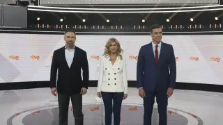 Debate a tres entre Sánchez, Díaz y Abascal, en RTVE.