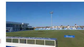 Campo del Pinatar Arena, hora y media antes del amistoso Real Murcia-Real Zaragoza que comienza a lss 20.00 de este martes.