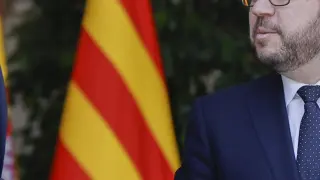 Pedro Sánchez recibe al presidente de la Generalitat de Cataluña, Pere Aragonès, en su última reunión oficial, en julio del año pasado.