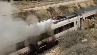 Incendio de un tren de la línea Zaragoza-Lérida