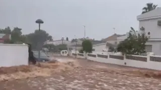 Calles inundadas en Alcanar (Tarragona) tras el paso de Dana.