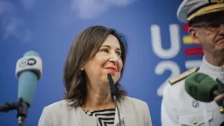 La ministra de Defensa, Margarita Robles, en la reunión de ministros de Defensa de la UE en Toledo.
