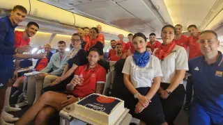 Simanic, sentado junto al seleccionador serbio, Pesic, en el vuelo de regreso a Belgrado.